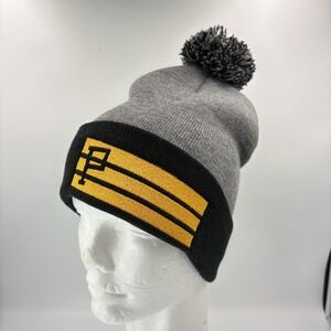 Pittsburgh Pirates Hat Beanie Mens One Size Gray Black MLB Baseball Knit Pom